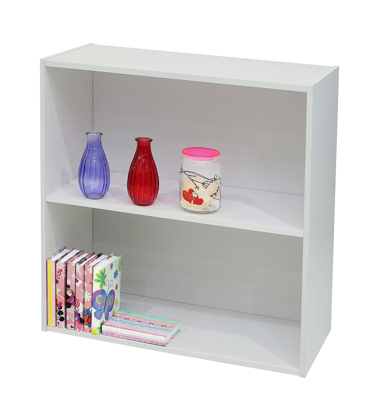 White Wood 2-Tier Shelf Bookcase Storage Organizer