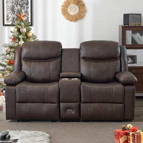 Reclining Sofa - 3 Seat Recliner Sofa with Heat & Massage Function, Wall-Hugger Reclining Sofa for Living Room (Grey)