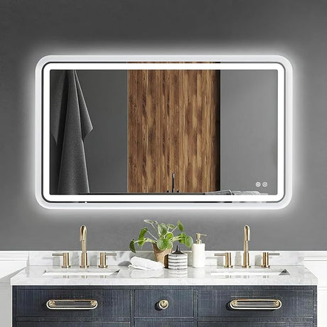 60 x 36 LED Bathroom Mirror RGB Backlit, Lighted Bathroom Mirror for Wall WRGB Backlit