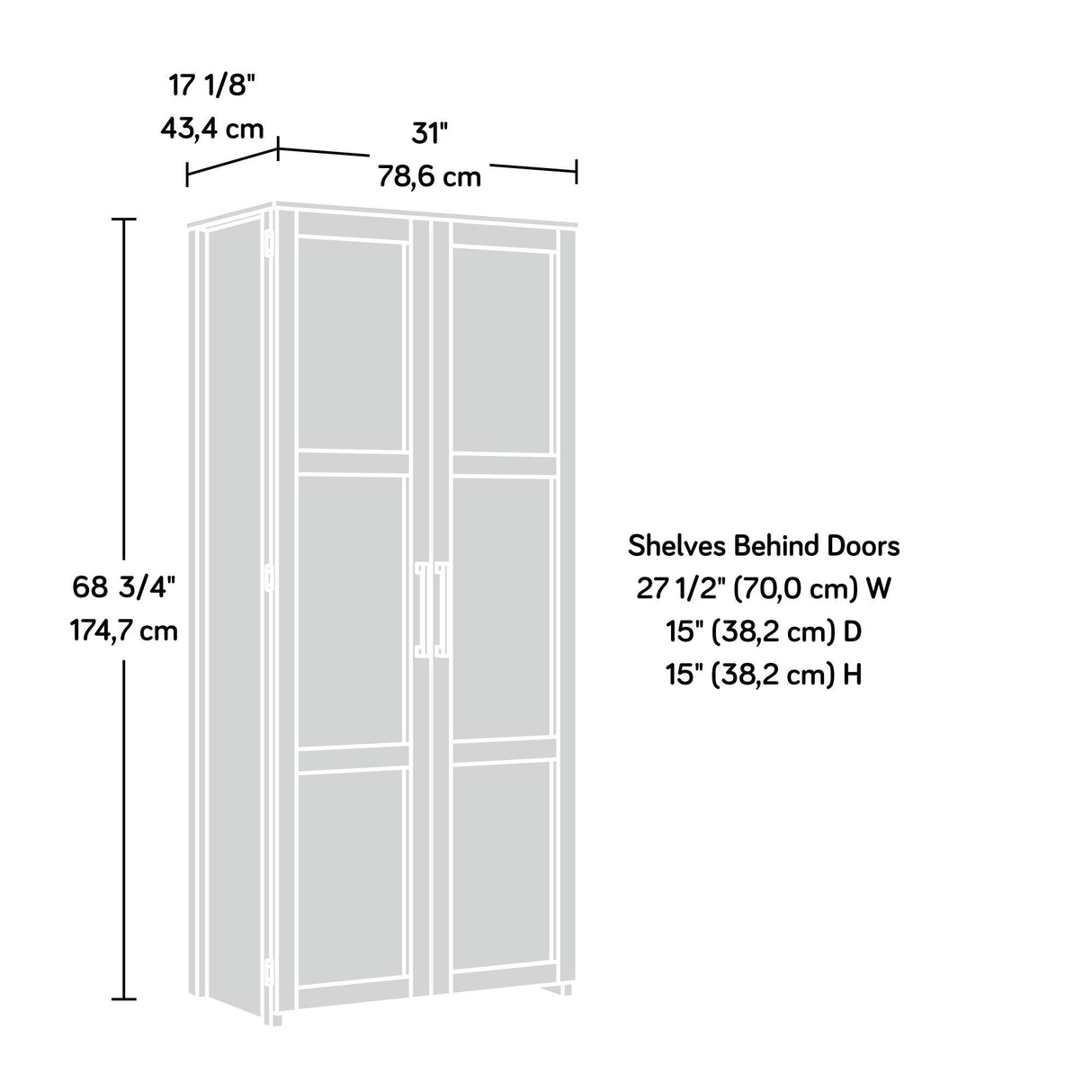 HomePlus Storage Pantry cabinets, L: 30.71" x W: 17.21" x H: 68.82", Lintel Oak finish