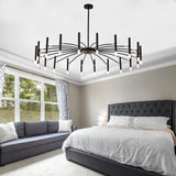 Modern Sputnik Chandeliers Black Dining Room Light Fixture 20-Light Height