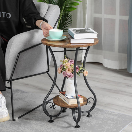 End Table, Round Side Table for Small Spaces, Coffee Tea Table Nightstand Home Decor