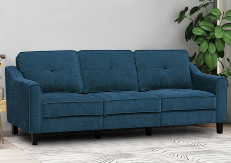 84” Fabric 3-Seaters Sofa with Tufted Backrest, Chenille Modern Sofa with Stable Wooden Legs, Upholstered Couch for Living Room, Apartment, Office, Blue