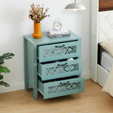 3 Drawers Dresser with Hollow Carving Decoration, Modern Chest of Drawers