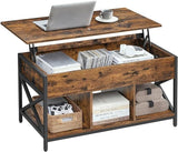 Lift Top Coffee Table, Coffee Table with Storage Shelf, Hidden Compartments and Lifting