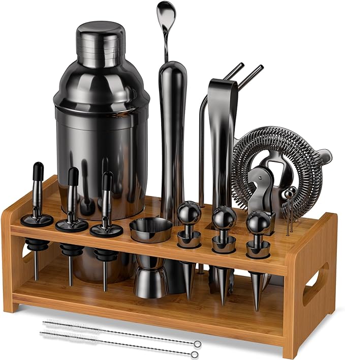 30pcs Mixology Bartender Kit with Stand, 25oz Bar Set Cocktail Shaker Set