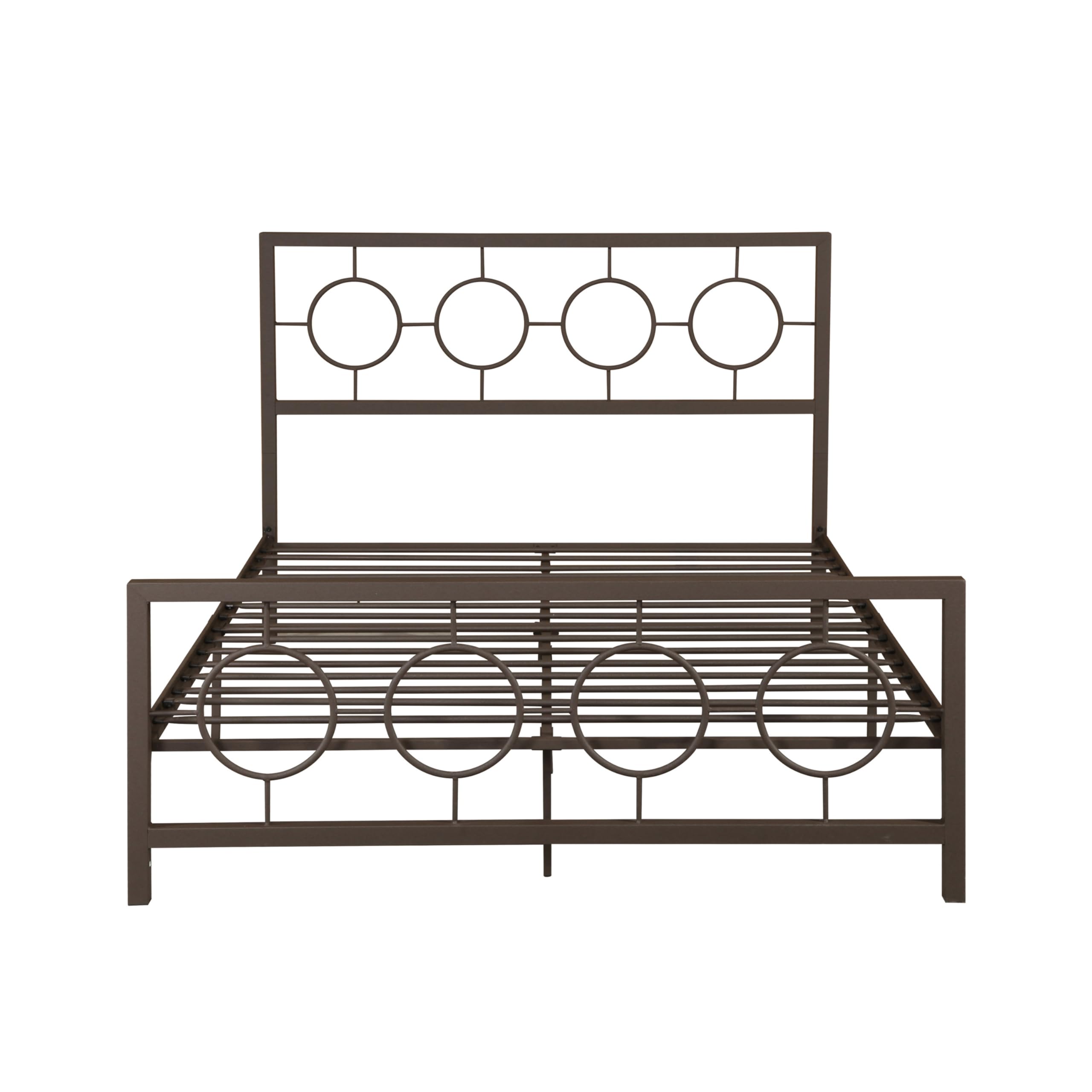 Queen Size Platform Bed with Headboard, Metal Bed Frame, No Box Spring Need