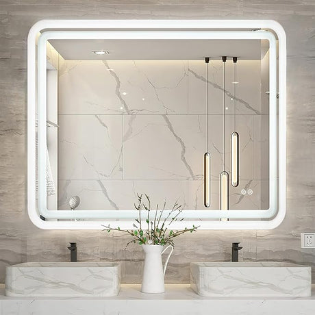 60 x 36 LED Bathroom Mirror RGB Backlit, Lighted Bathroom Mirror for Wall WRGB Backlit