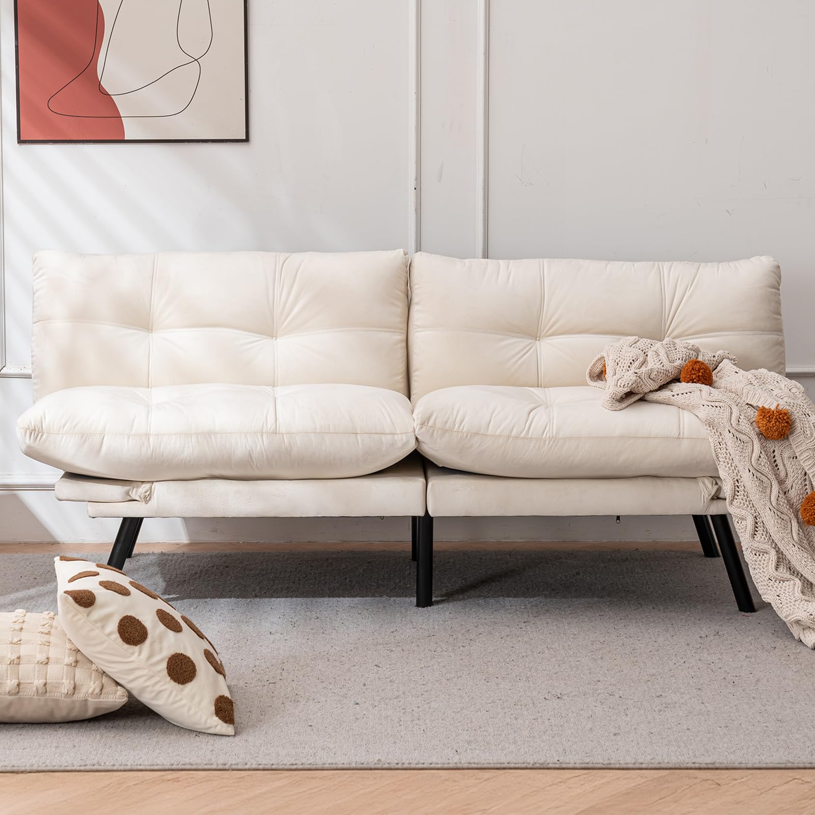 Convertible Futon Sofa Bed,71" Comfy Loveseat Sleeper Sofa