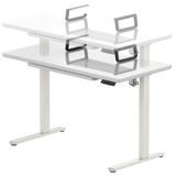 48-Inch Whole-Piece Glass Electric Height Adjustable Desk with Monitor Riser