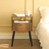 Small Nightstand Wood Bedside Table with Drawer, Modern End Table for Bedroom and Small Spaces