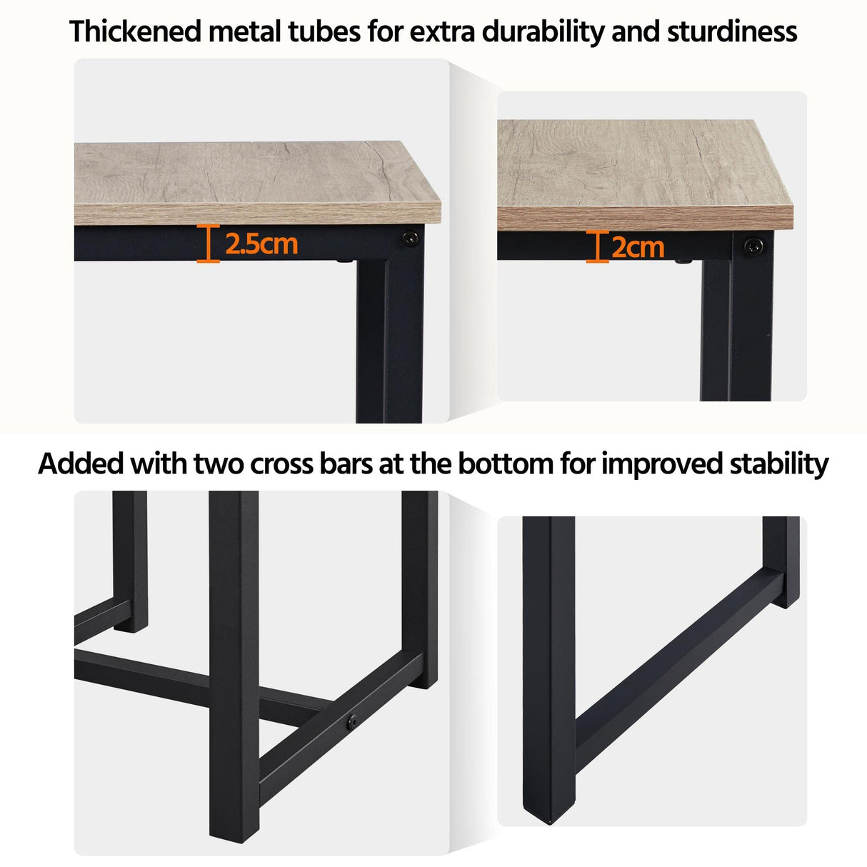 3 Piece Dining Table Set - Kitchen Table & Chair Sets for 2 - Compact Table w/ 2 Stools