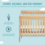 Aden 4-in-1 Convertible Mini Crib In Natural, Greenguard Gold Certified, Non-Toxic Finish,