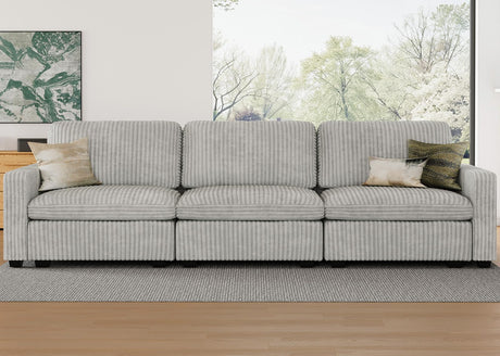 Modular Sectional Sofa with Storage Seats 3 Seat Corduroy Couch Oversized Sectional