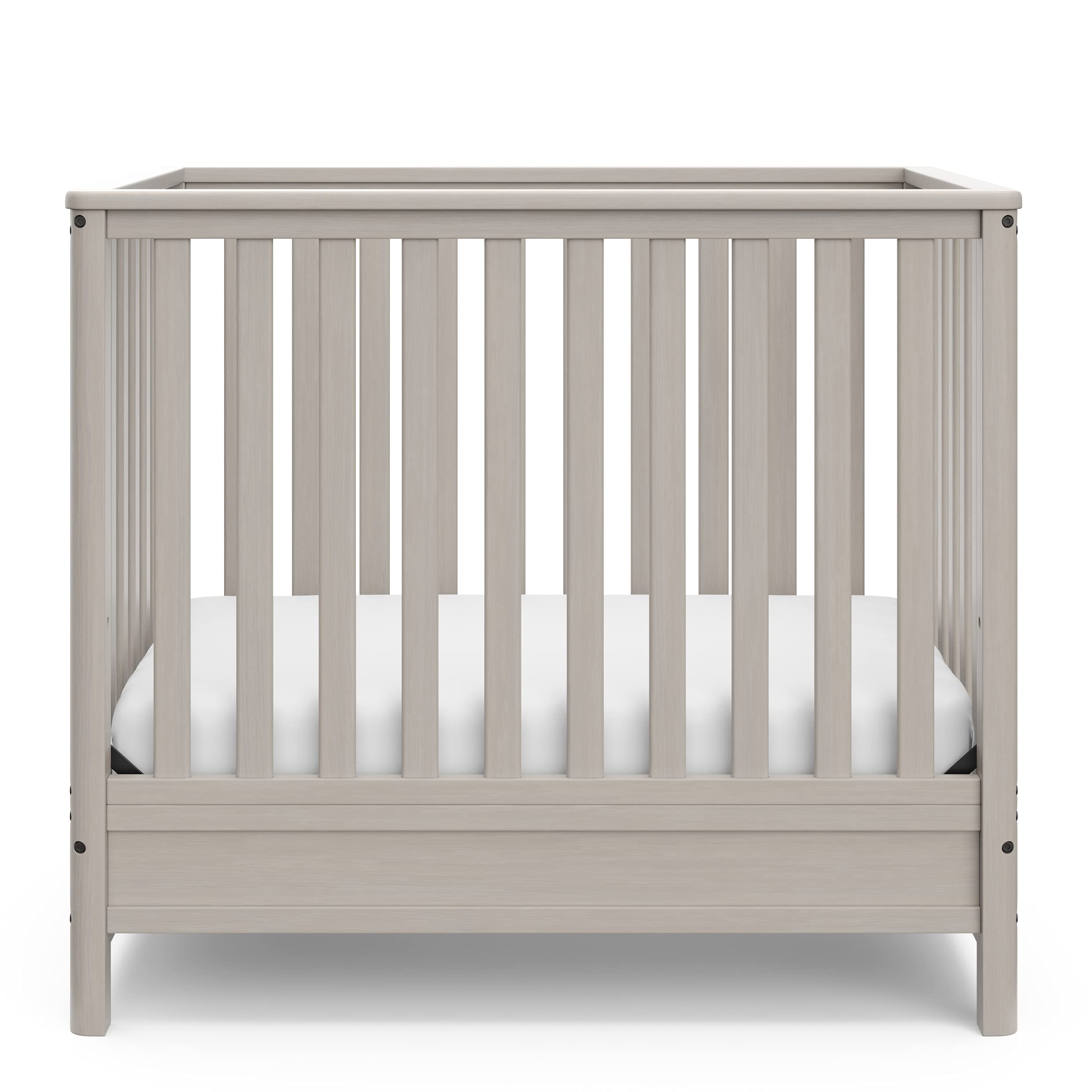5-in-1 Convertible Mini Crib with 2.75'' Bonus Thick Mattress with Water-Resistant Cover