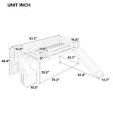 twin Loft Bed with Slide and Stairs, Solid Wood Kids Loft Bed with Full-Length Safety