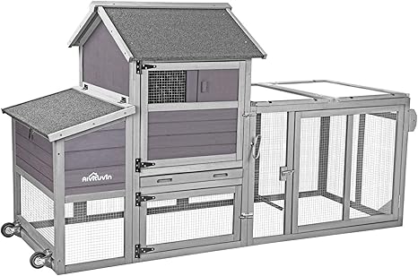 Chicken Coop with Two Houses and Run Double for 4-8 Chickens Wooden