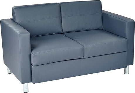 Pacific Loveseat with Padded Box Spring Seats and Silver Finish Legs