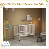 3-in-1 Convertible Crib,Baby Crib, Converts from Baby Crib to Toddler Bed, Daybed