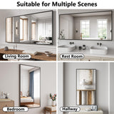 30x55 Matte Black Rectangle Bathroom Mirror