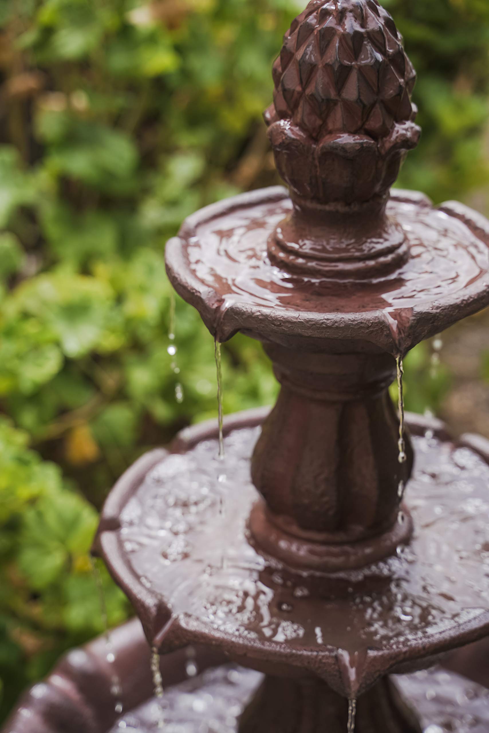 3-Tier Freestanding Waterfall Fountain w/Pump & Pineapple Top, 51 Inch Tall