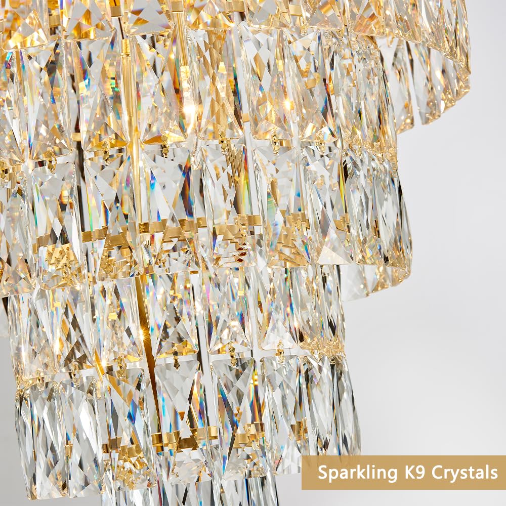 13-Light High Ceiling Chandelier Modern Crystal Chandeliers Pendant Light Foyer