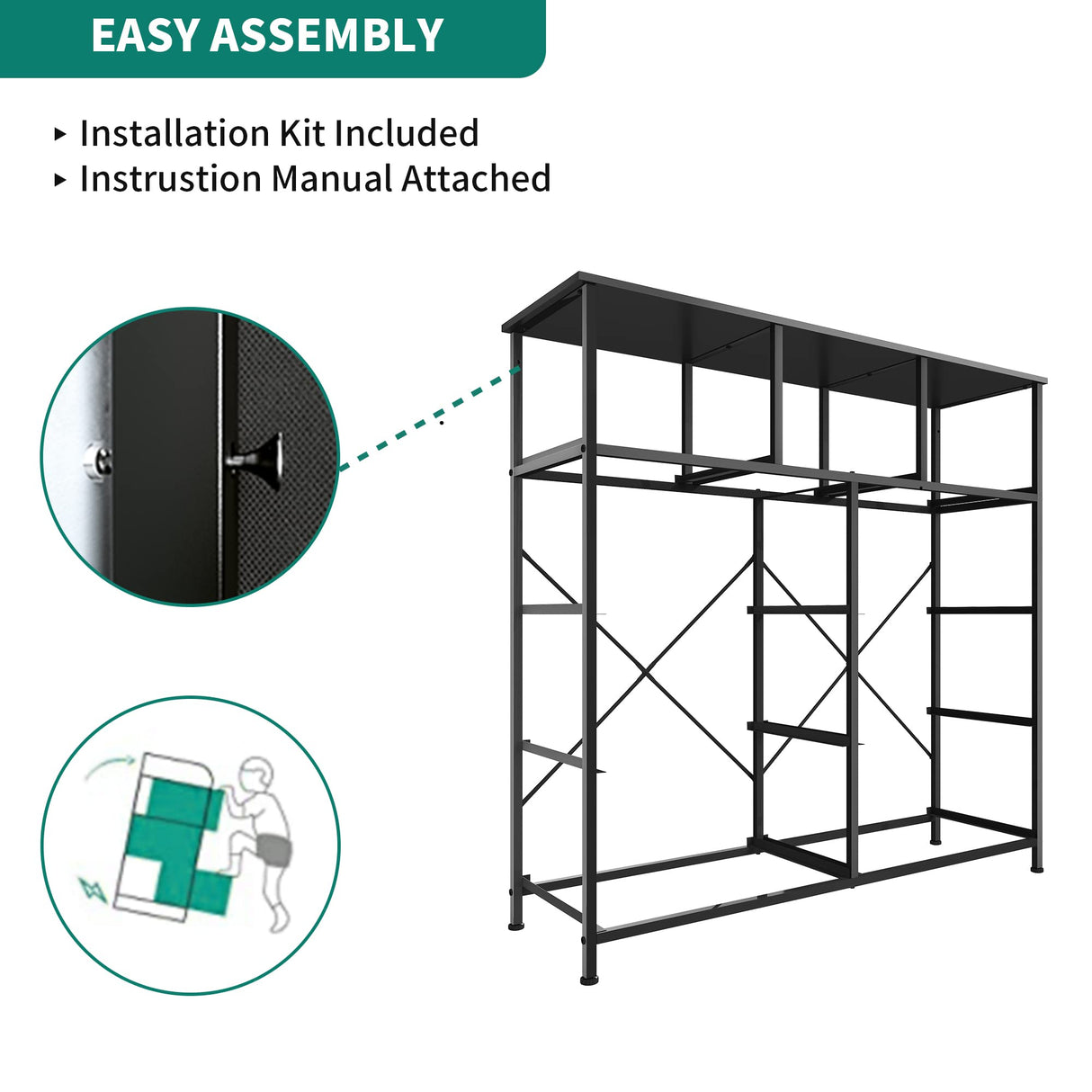 Dresser for Bedroom with 9 Drawers - Fabric Storage Tower