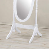 Traditional Style Wood Cheval Floor Mirror, White