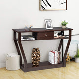 Console Table Modern Easy Assembly Entryway Table W/Storage Drawer and Bottom Shelf