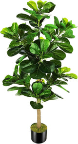 7.3ft Artificial Fiddle Leaf Fig Tree (87in) with Plastic Nursery Pot Faux Tree