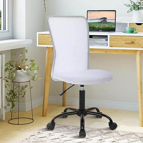 Small Office Chair, Armless Desk Chair with Wheels, Ergonomic Computer Chair