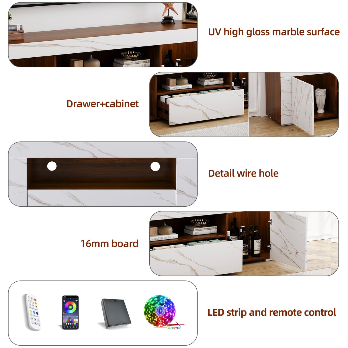 65 Inch Tv Stand, Modern High Glossy Entertainment Center with Storage and Drawers,