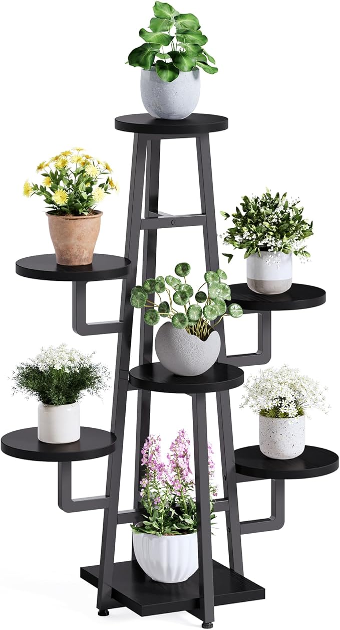 RustiBloom 7-Tier Corner Plant Stand with Grow Lights