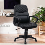 Office Chair - Mid Back Leather Computer Desk Chair with Wheels