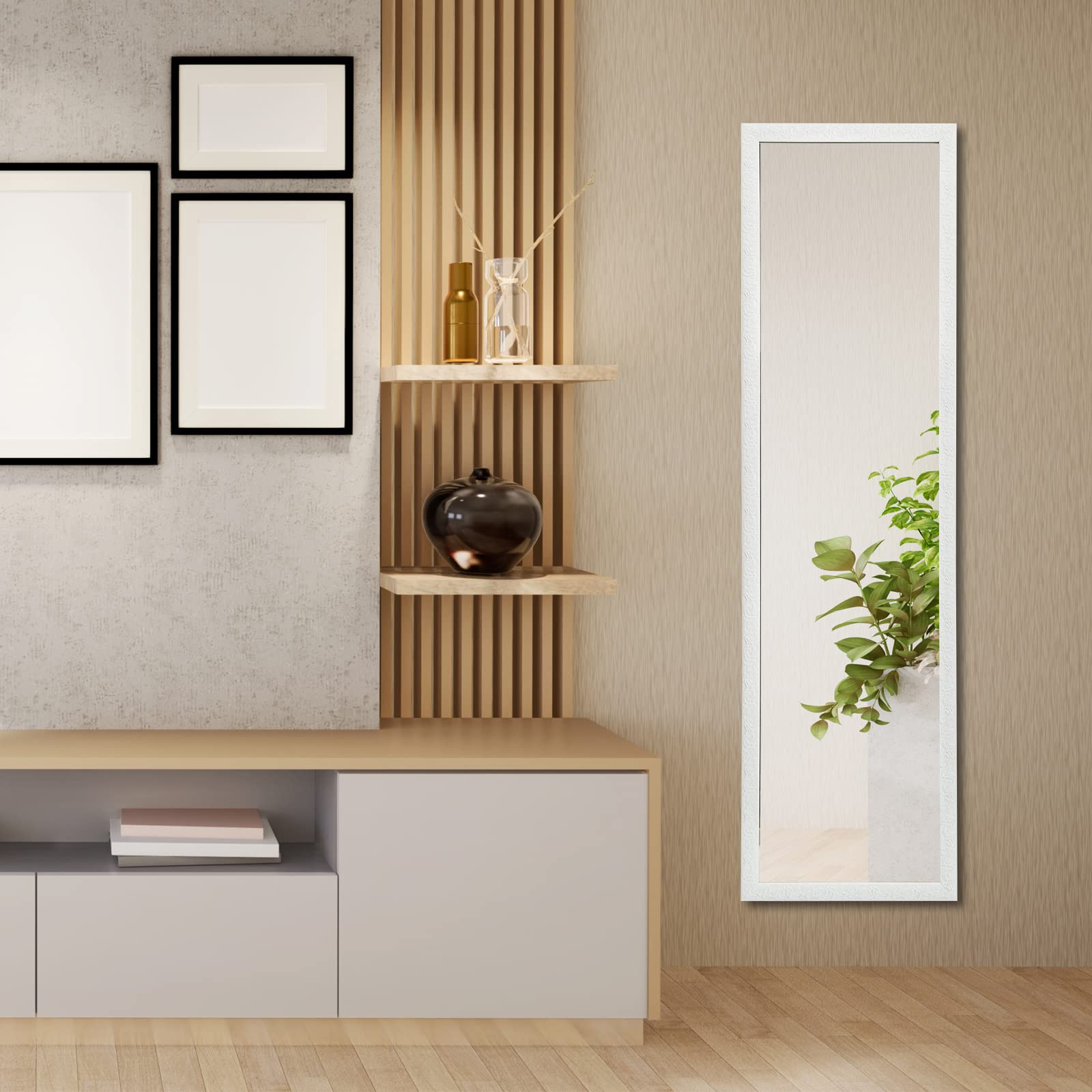Mirror Full Length, Wall-Mounted Mirror Rectangle Tall with Engraving