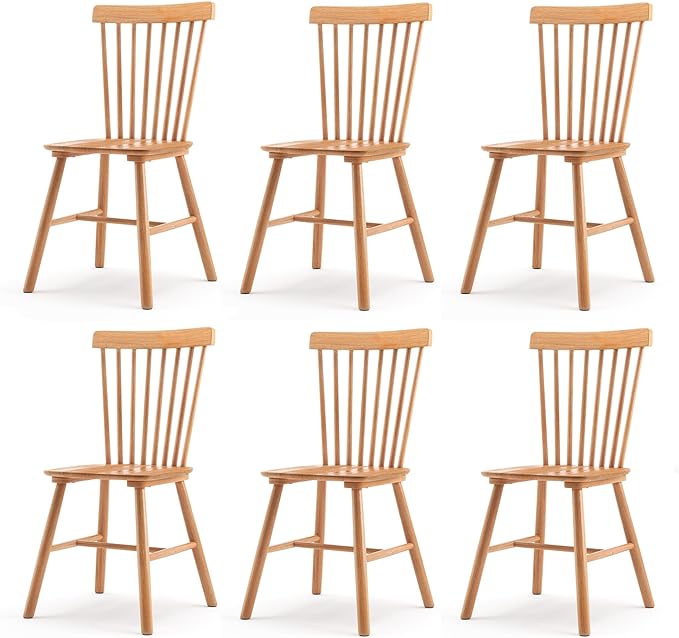 Windsor Dining Chair, Dining Chairs Set of 6, Spindle Back Wood Dining Chair