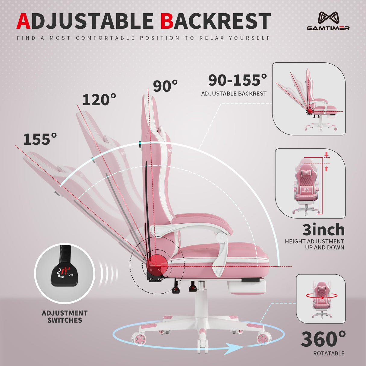 Ergonomic Gaming Chair with Footrest and Lumbar Support