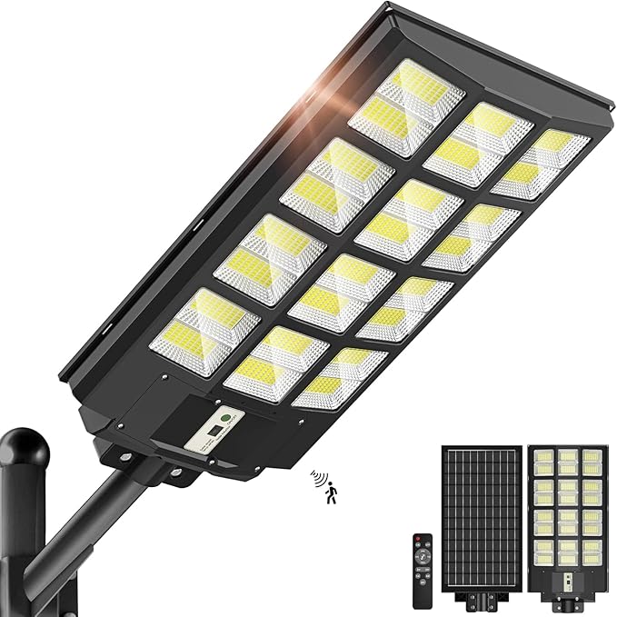 Solar Lights Outdoor - Wide Angle 6500K Solar Street Lights Outdoor Motion Sensor