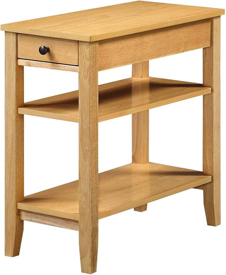 American Heritage 1 Drawer Chairside End Table with Shelves, 23.5"L x 11.25"W x 24"H