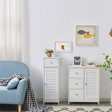 White Bathroom Storage Cabinet with 3 Drawers and Two Layers Cabinet,Small Cabinets