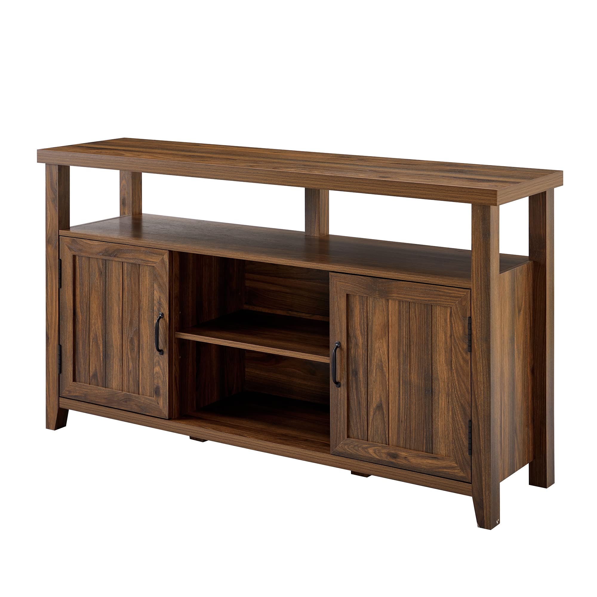 Kent Modern Rustic Grooved Door Tall TV Stand for TVs up to 65 Inches 58 Inch Dark