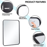 22x30 Inch Black Wall Mirror for Bathroom, Wall Mounted Rectangular Entryways Decor