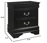 2-Drawer Black Nightstand