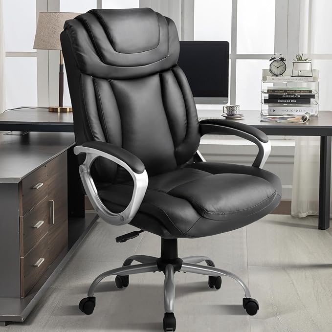 Executive Office Chair, Comfy Desk Chair with Back Support Bonded Leather Computer