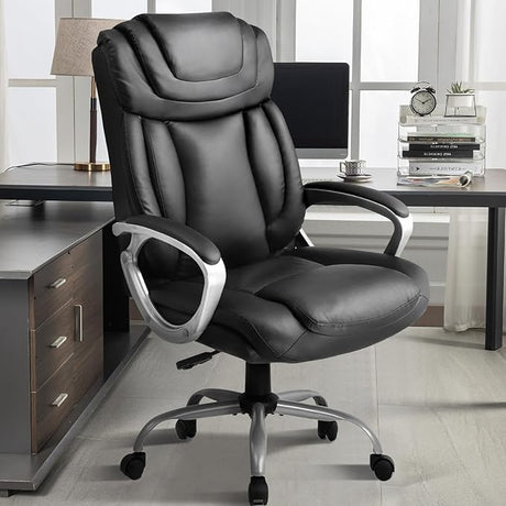 Executive Office Chair, Comfy Desk Chair with Back Support Bonded Leather Computer