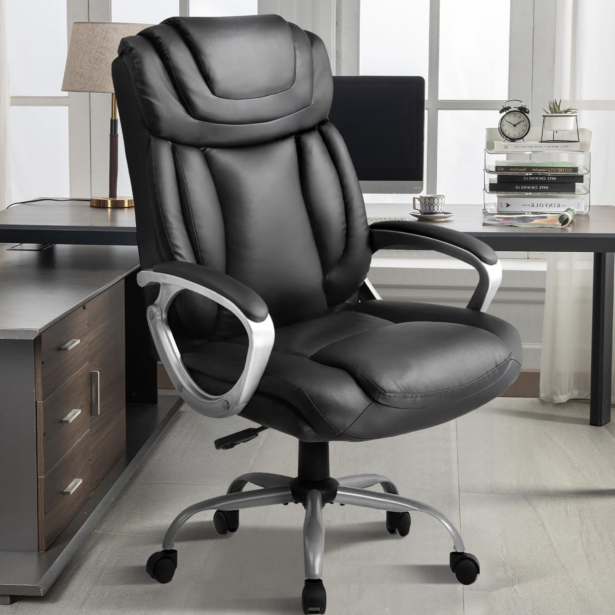 Ergonomic Office Chair Home Office Desk Chairs Comfy Back Support PU Leather