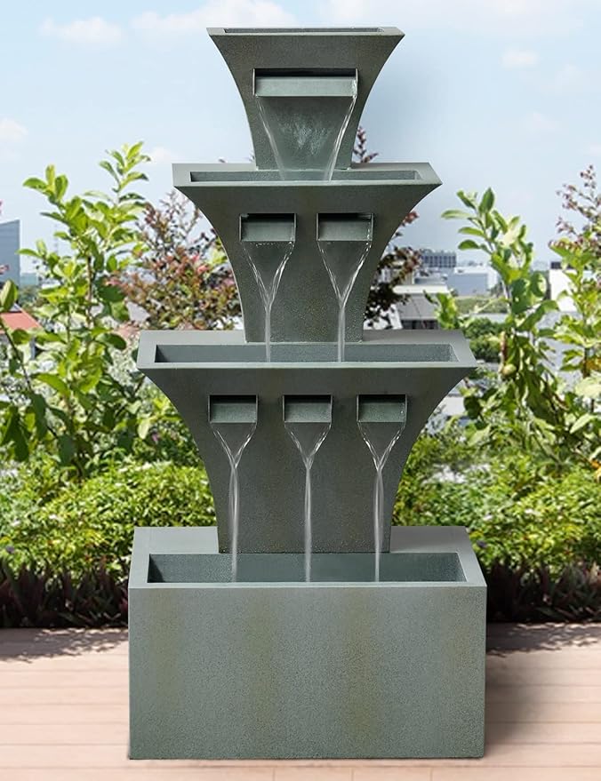 Outdoor Fountains and Waterfalls Cascading Sunflower Fountain 6-Tiers
