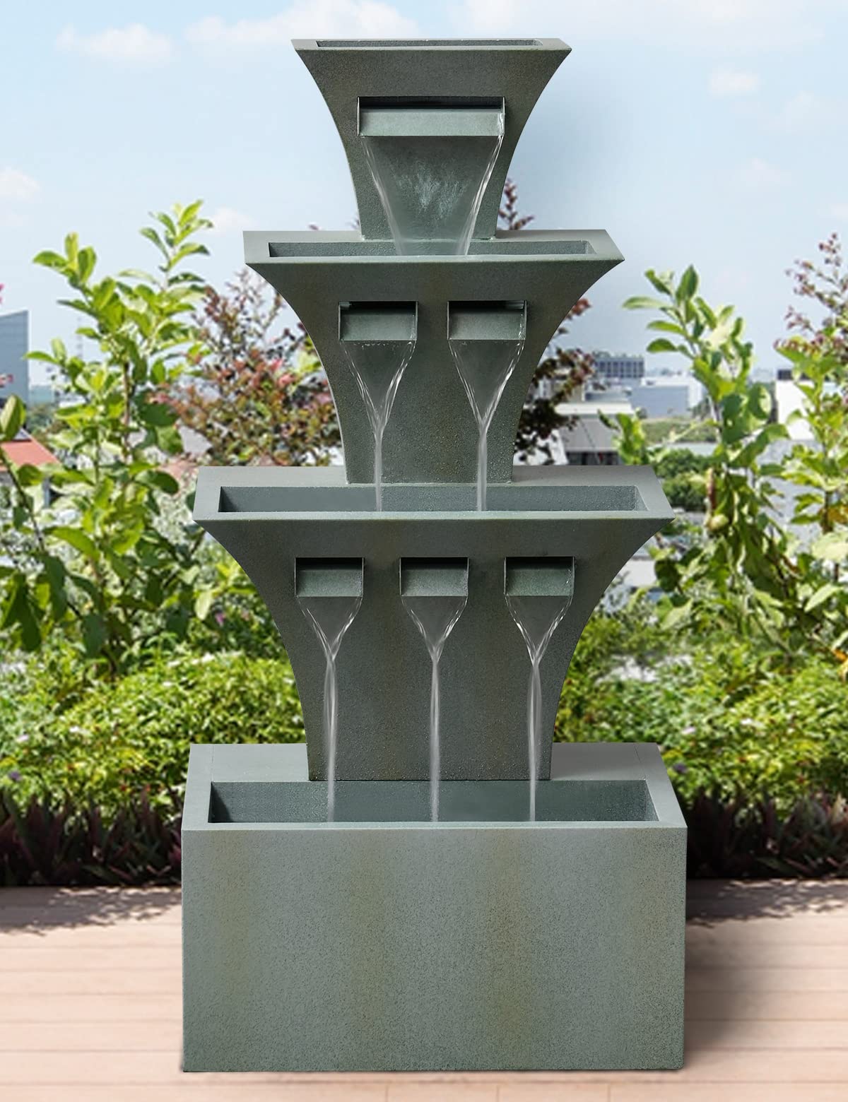 Outdoor Fountains and Waterfalls Multi-Tier Modern Flooring-Standing Fountain for Garden