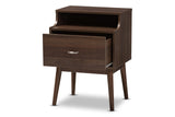 Studio Sharon Mid-Century Modern Walnut Brown Finished Nightstand