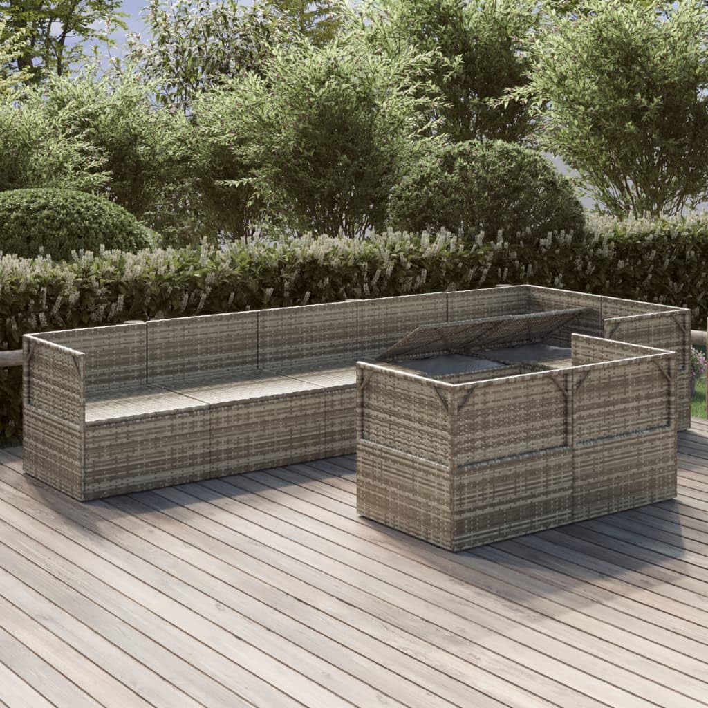 FAMIROSA 8 Piece Patio Lounge Set with Cushions Gray Poly Rattan,64.4 KG,3157426
